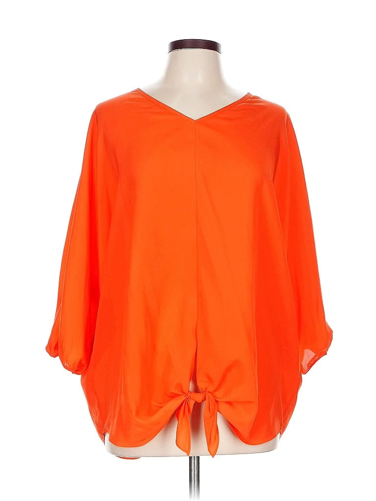 Chico's 100% Polyester Orange 3/4 Sleeve Blouse Size L - photo 1