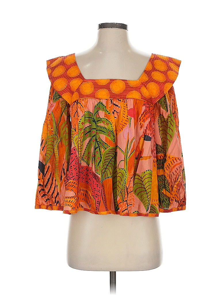FARM Rio Orange 3/4 Sleeve Blouse Size XS - photo 1