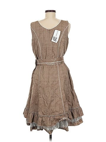 Marie Claire Brown Belted Dress with Lace (view 2)