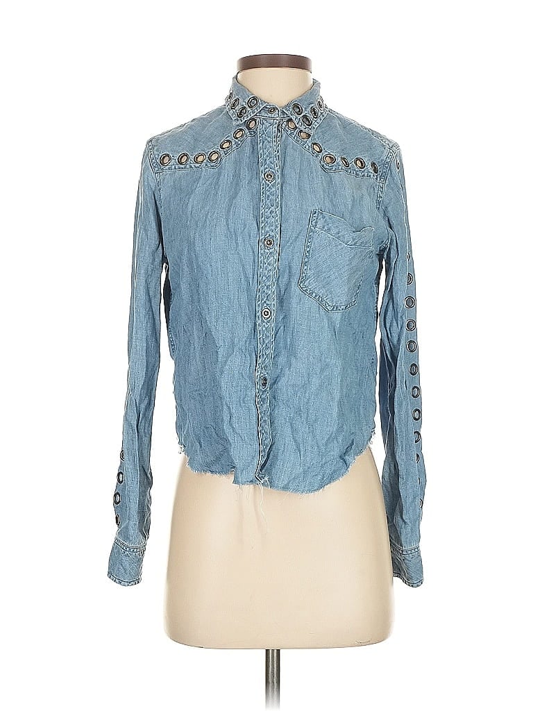 Pre-owned Rails Long Sleeve Blouse In Blue