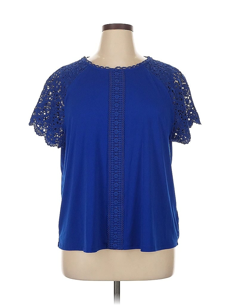 Pre-owned Unbranded Short Sleeve Blouse In Blue