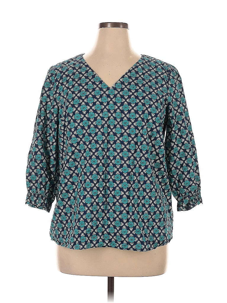 Croft & Barrow 100% Cotton Teal 3/4 Sleeve Blouse Size XL - 53% off ...