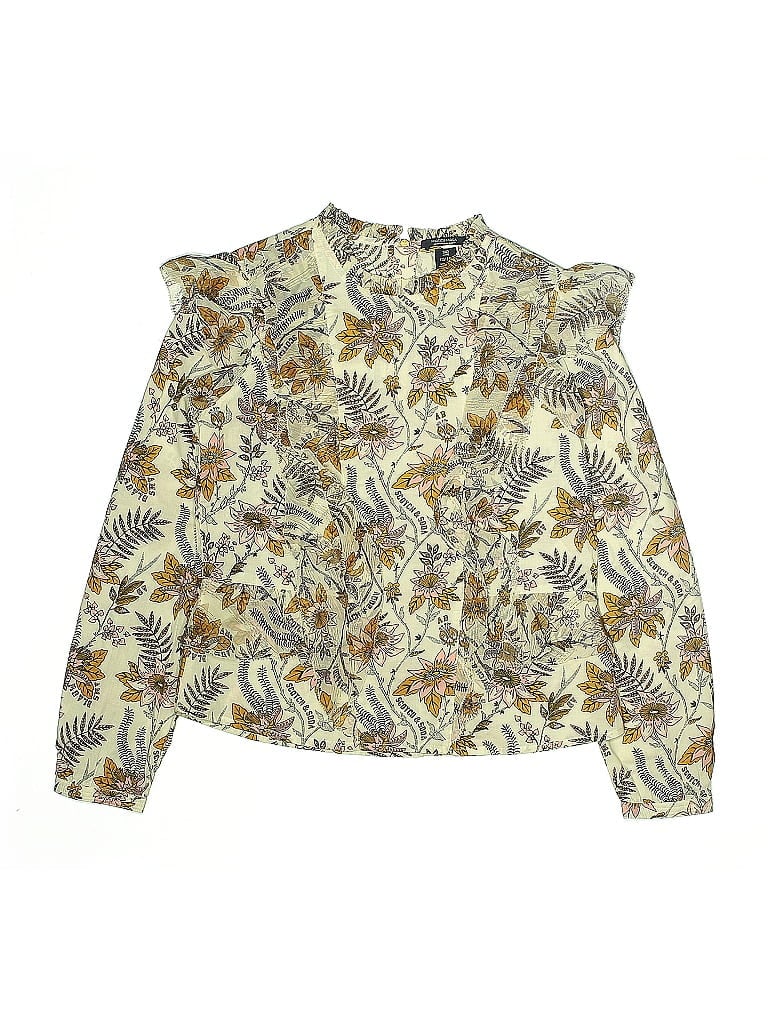 Scotch & Soda 100% Cotton Print Gold Tan Long Sleeve Blouse Size 12 - photo 1