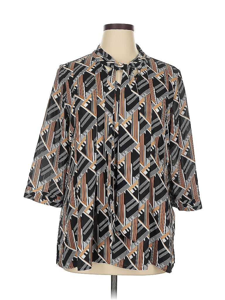 Pre-owned Dana Buchman 3/4 Sleeve Blouse In Black