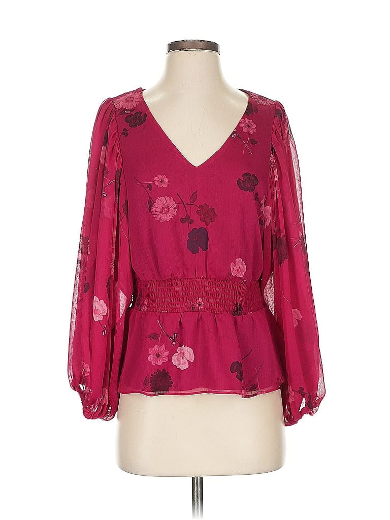 Pre-owned 1.state 3/4 Sleeve Blouse In Burgundy