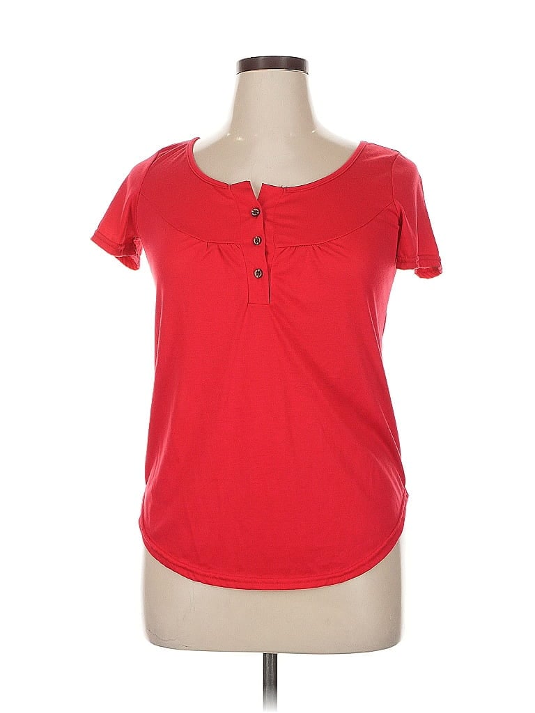 Pre-owned Unbranded Short Sleeve Henley Shirt In Red
