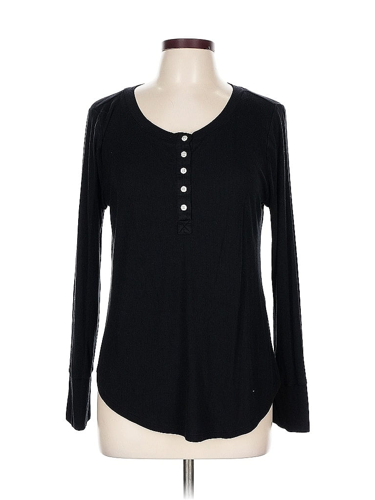 Soma Black Long Sleeve Henley Size L - photo 1