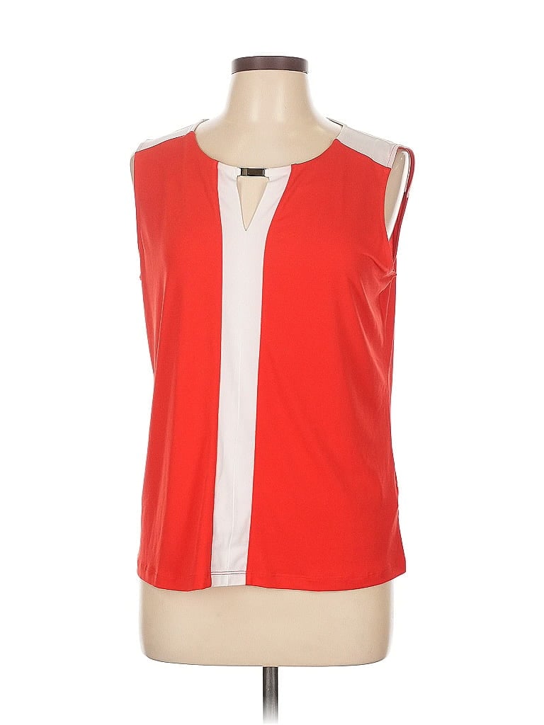 Pre-owned Jones New York Signature Sleeveless Top Red Scoop Neck Tops