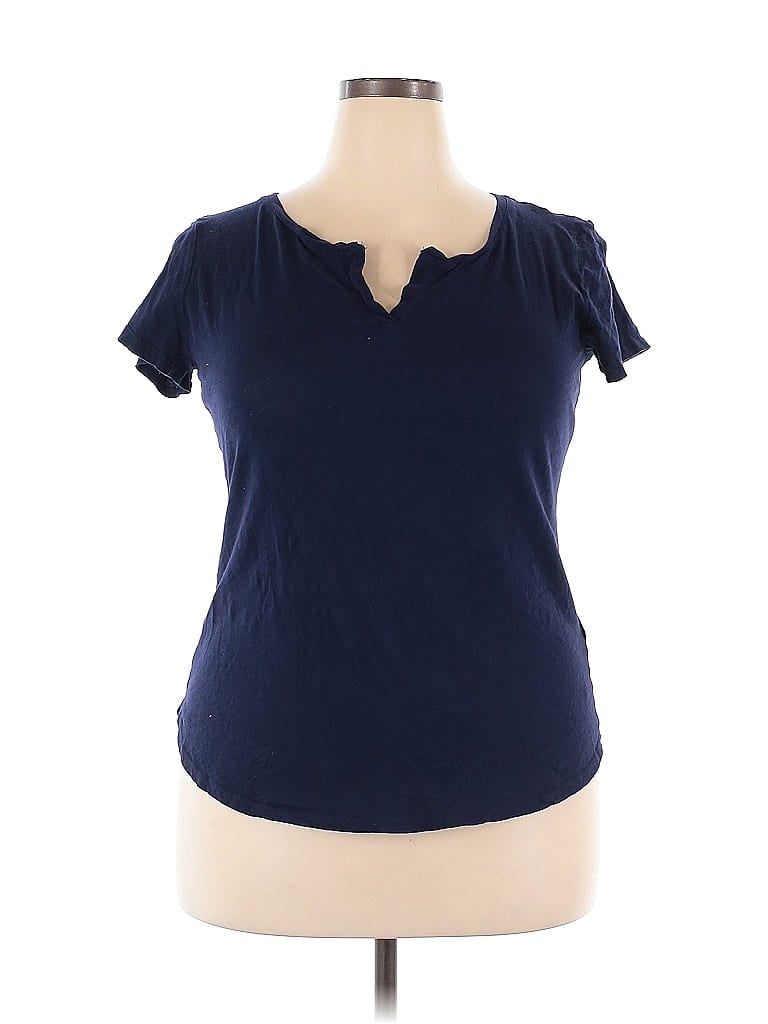 Pre-owned Soho Short Sleeve Top Blue Keyhole Neckline Tops