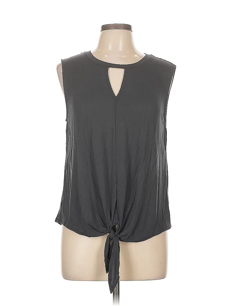 Pre-owned Ann Taylor Loft Outlet Sleeveless Top Gray Keyhole Neckline Tops
