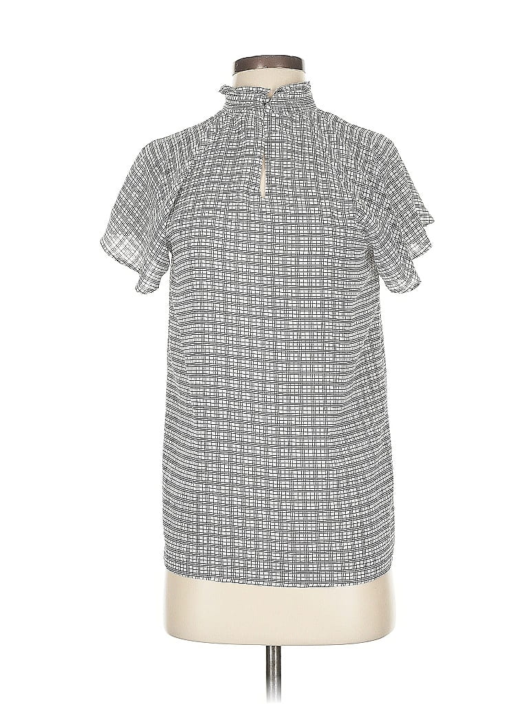 Pre-owned Ann Taylor Short Sleeve Blouse In Gray