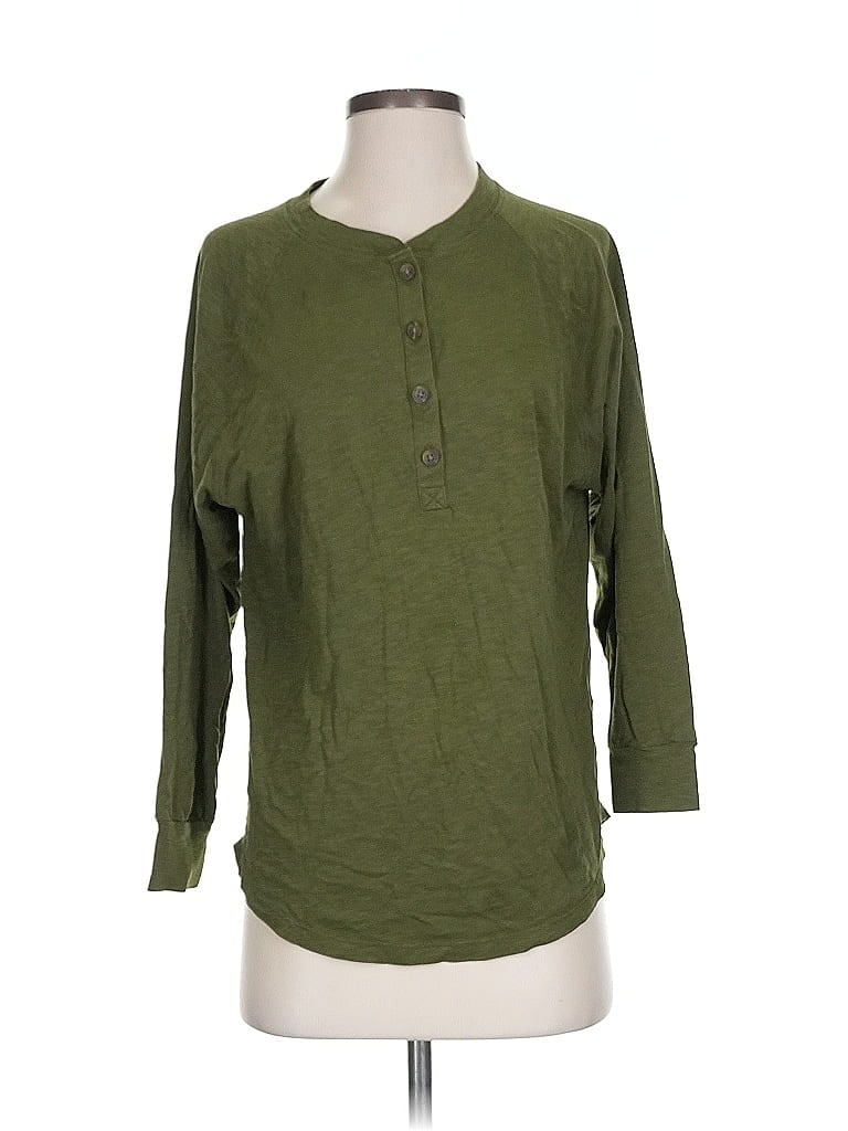 Pre-owned Mwl By Madewell Long Sleeve Henley Shirt In Green