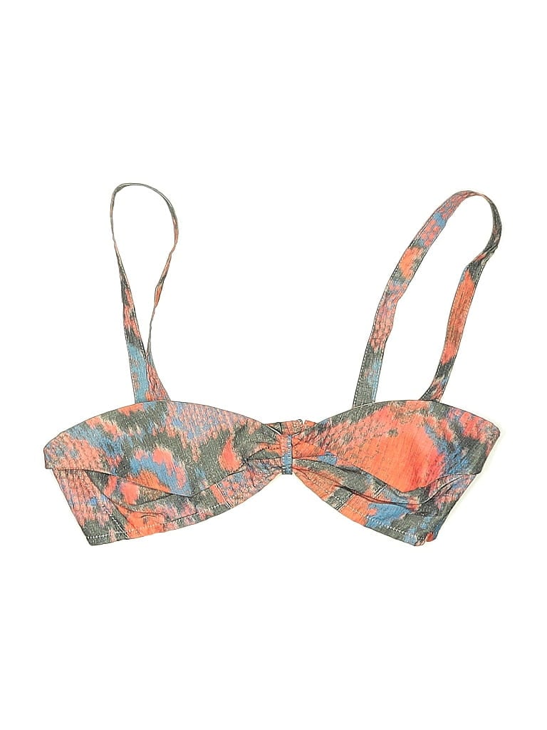 Pre-owned Nikki Chasin Tank Top Red Print Pattern Strapless Neckline Tops