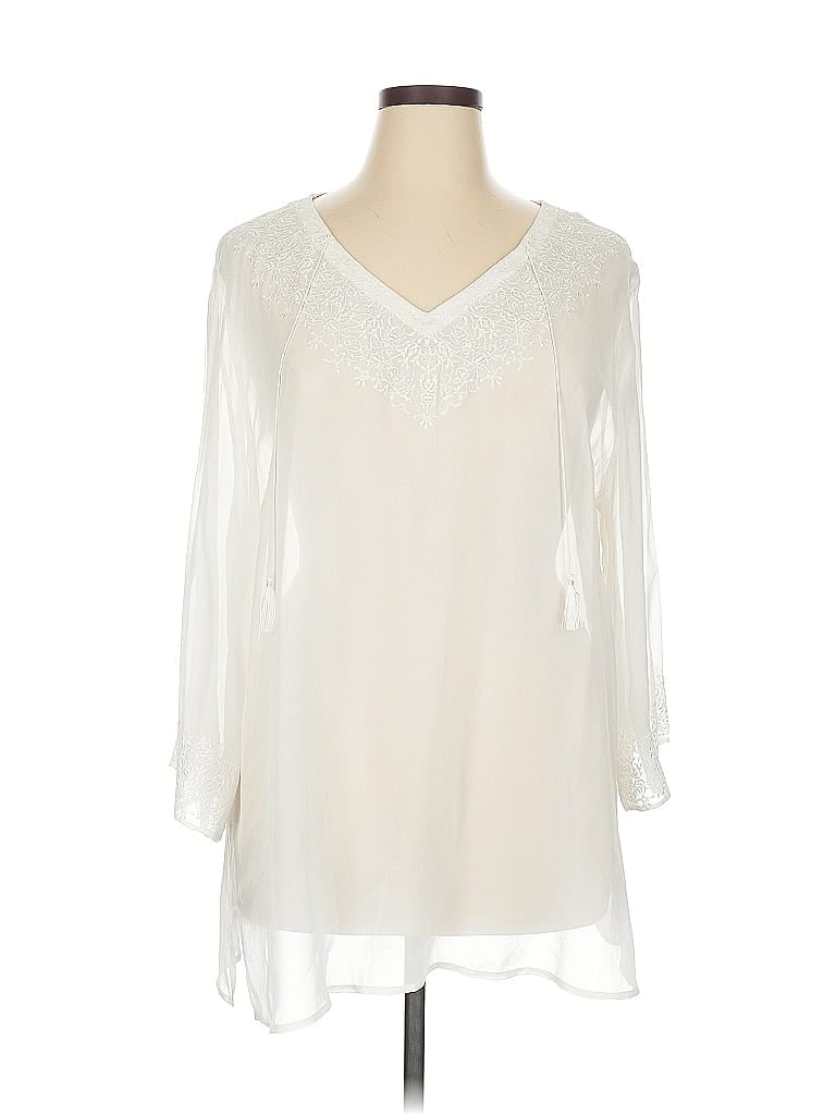 Pre-owned Chico's 3/4 Sleeve Blouse In White