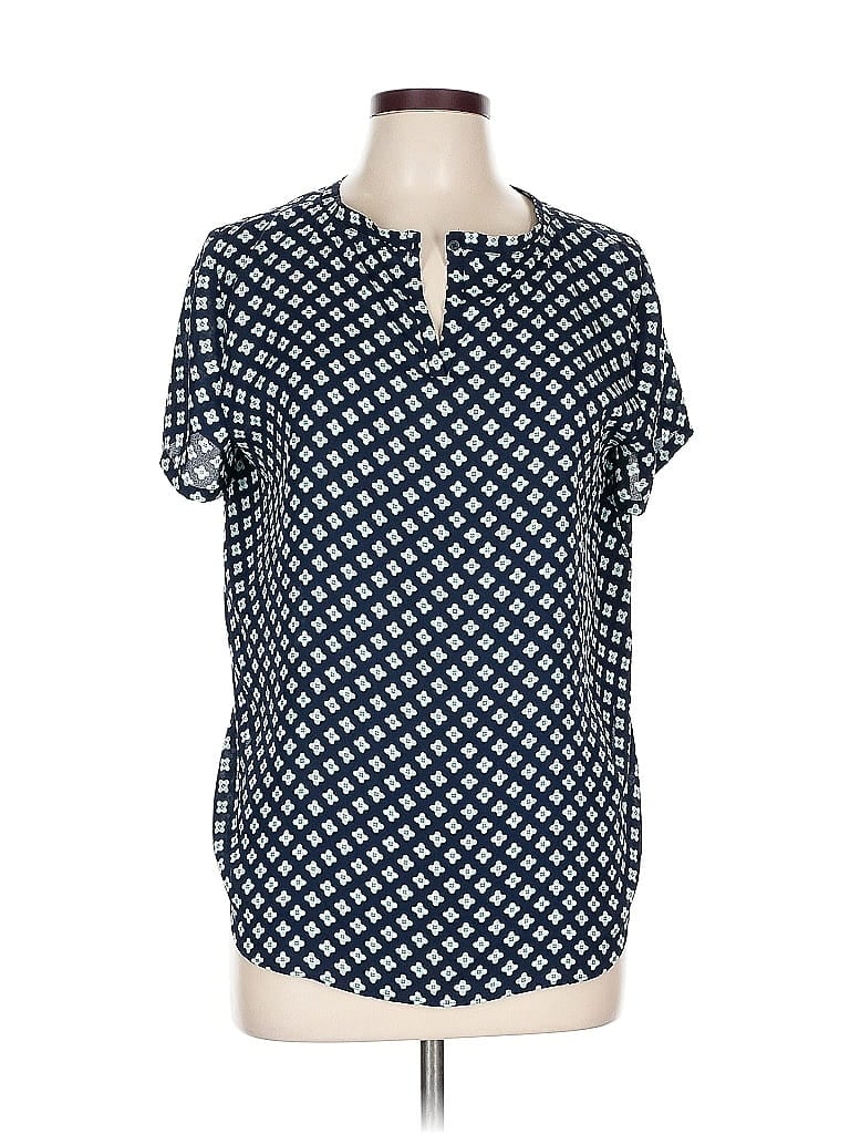 Pre-owned Ann Taylor Loft Outlet Short Sleeve Blouse In Blue