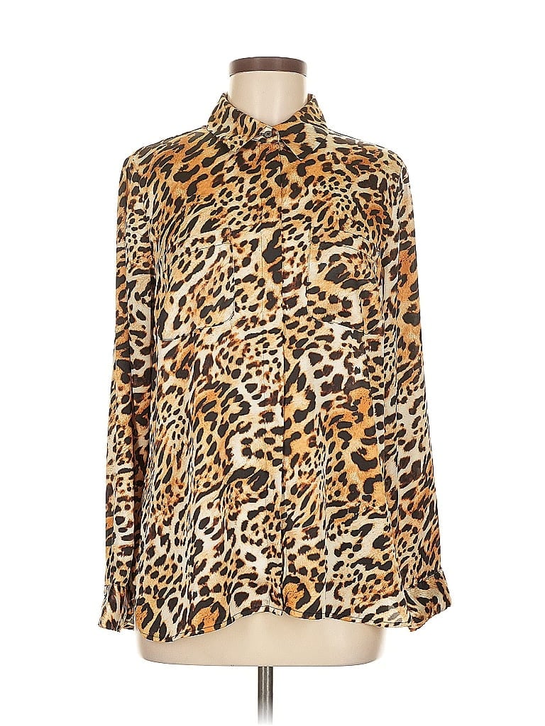 Pre-owned Inc International Concepts Long Sleeve Blouse In Gold