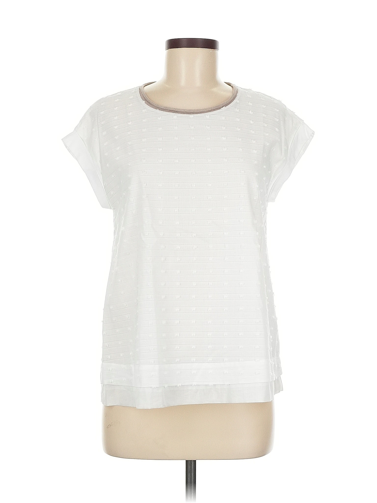 Peserico Silver Short Sleeve Top Size 6 (42)