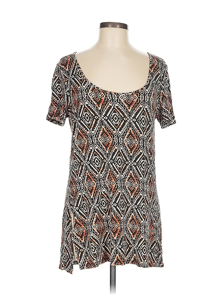 Pre-owned Bobeau Short Sleeve Top Brown Square Neckline Tops