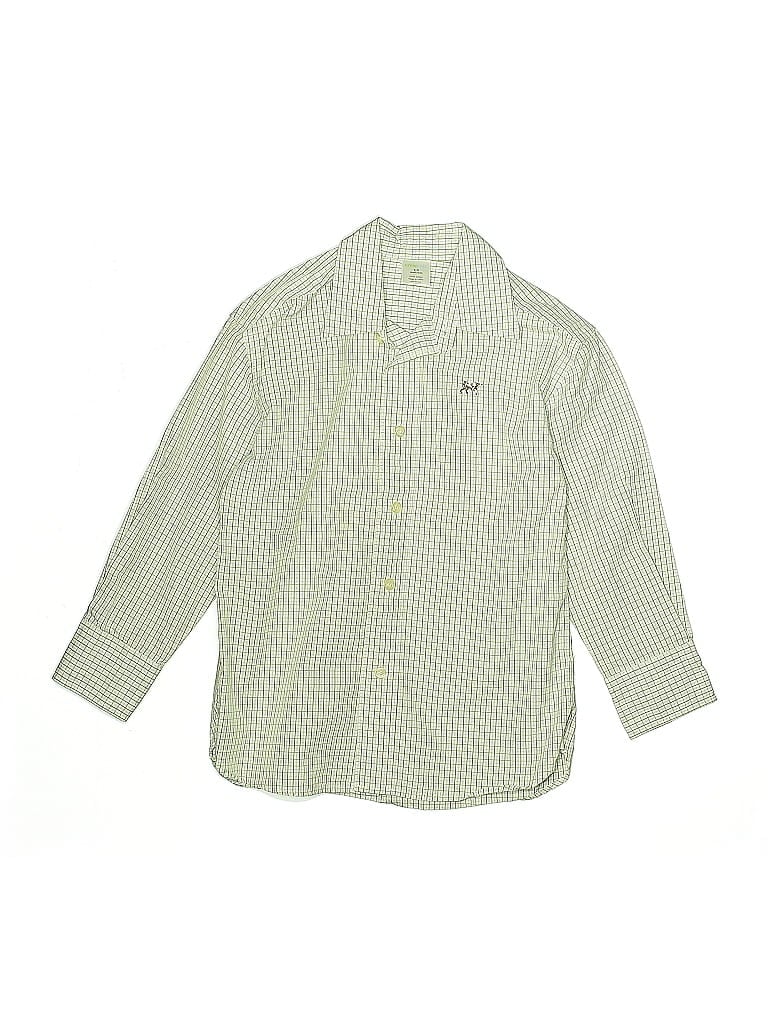 Pre-owned Crewcuts Kids' Long Sleeve Button Down Shirt In Green