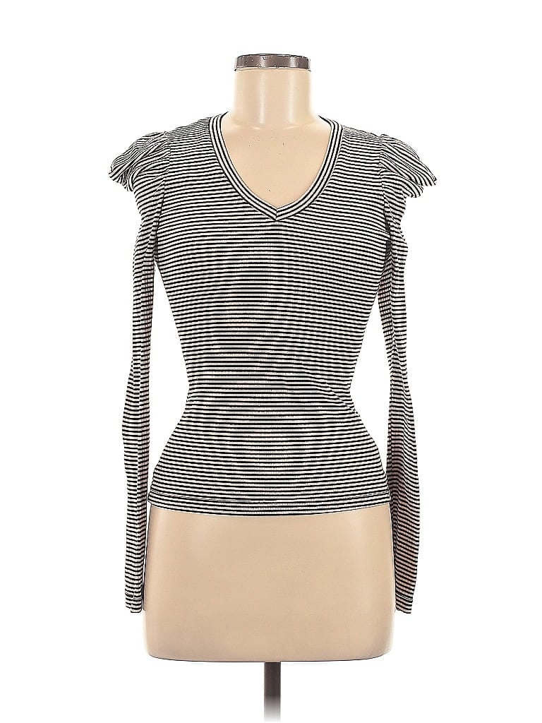 Pre-owned Ella Moss Long Sleeve Top Gray Sweetheart Neckline Tops