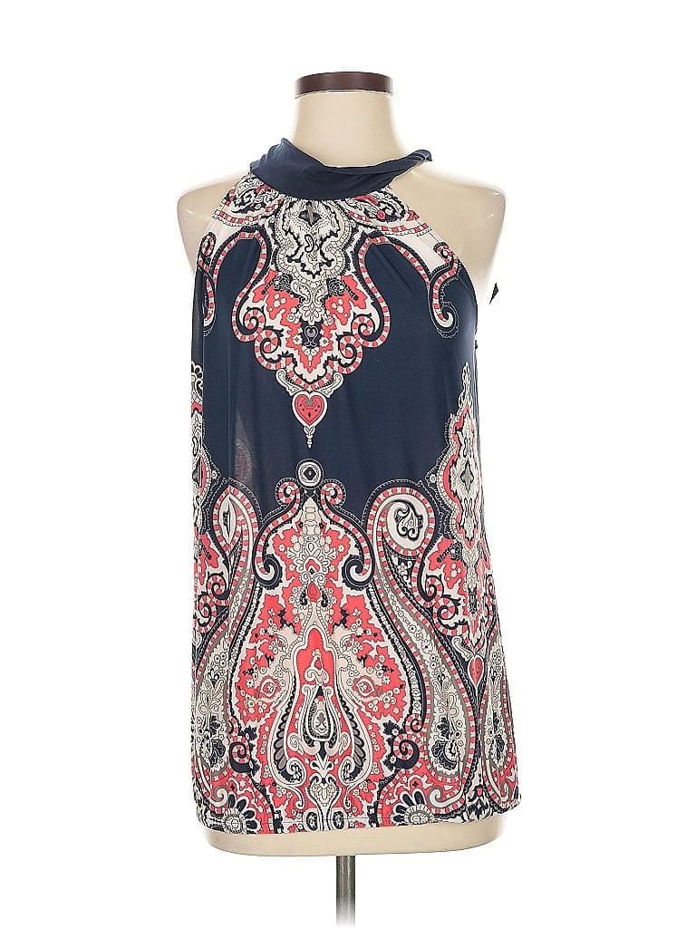 Pre-owned Inc International Concepts Sleeveless Blouse In Blue