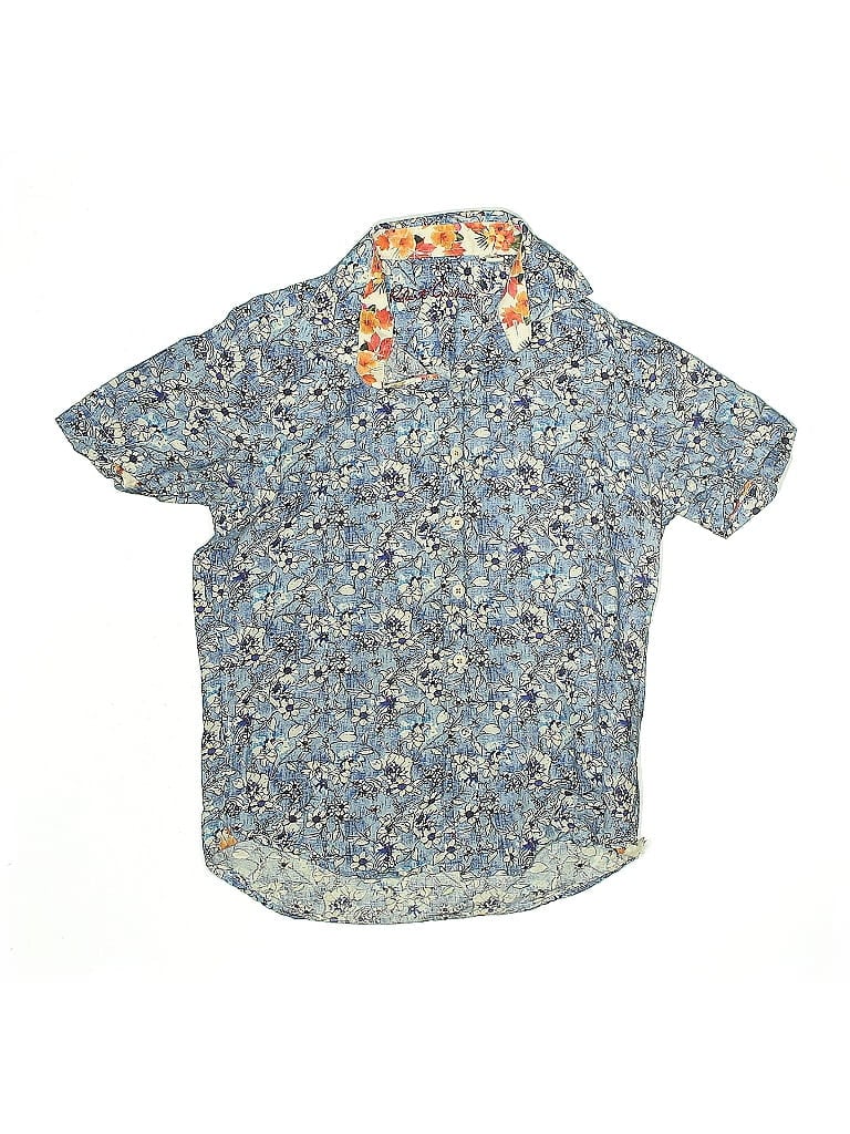 Robert Graham 100% Linen Paisley Blue Short Sleeve Button-Down Shirt Size 10 - 12 - photo 1