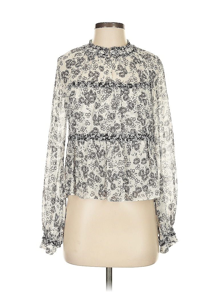 Pre-owned Intermix Long Sleeve Blouse In White