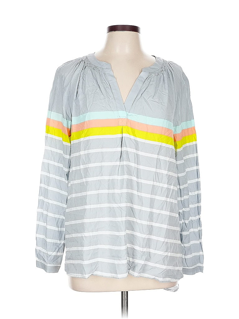 Pre-owned Crown & Ivy Long Sleeve Blouse In Gray