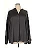 Lord & Taylor 100% Polyester Solid Gray Black Long Sleeve Blouse Size 3X - photo 1