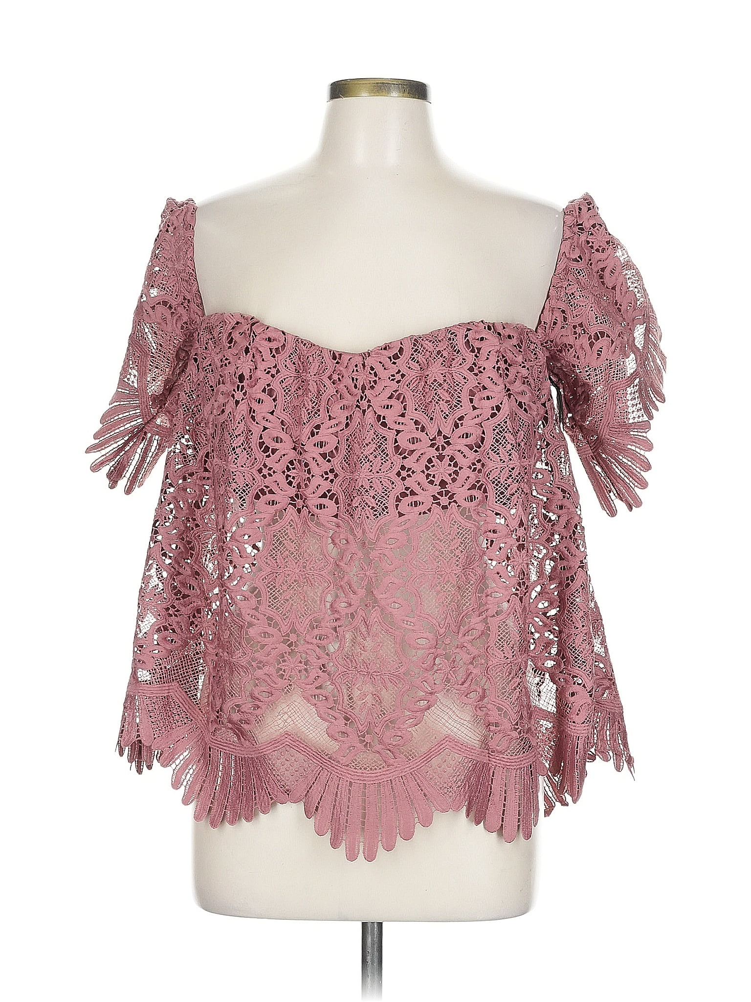 Lovers + Friends 100% Polyester Pink Short Sleeve Blouse Size L