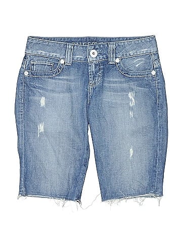 Guess Jeans Blue Denim Shorts with Frayed Hem (view 1)