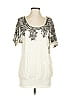 Knitted & Knotted Silver White Short Sleeve Blouse Size 0 - photo 1