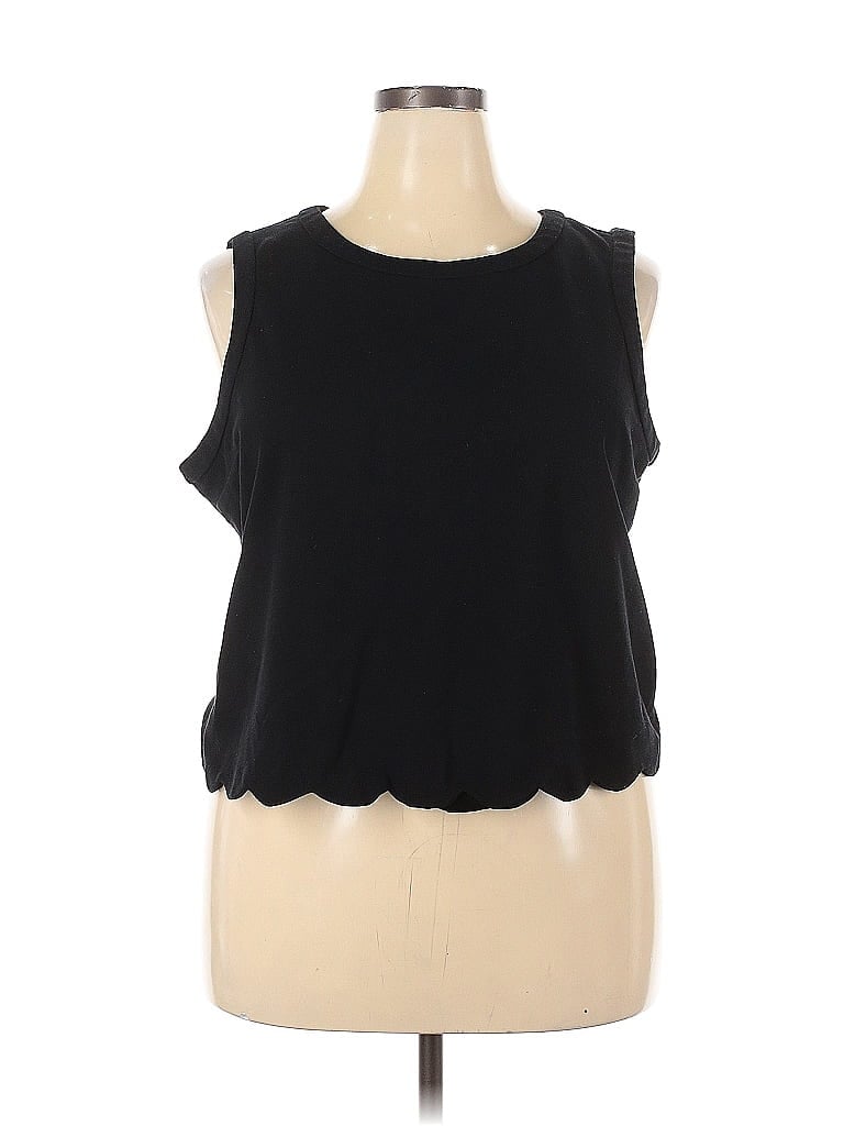 Pre-owned Elle Sleeveless Top Black Ruffles Neckline Tops