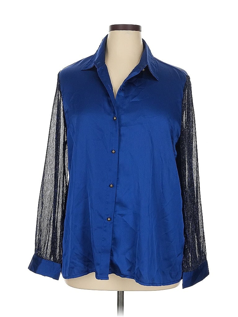 Pre-owned Shein Curve 3/4 Sleeve Blouse In Blue