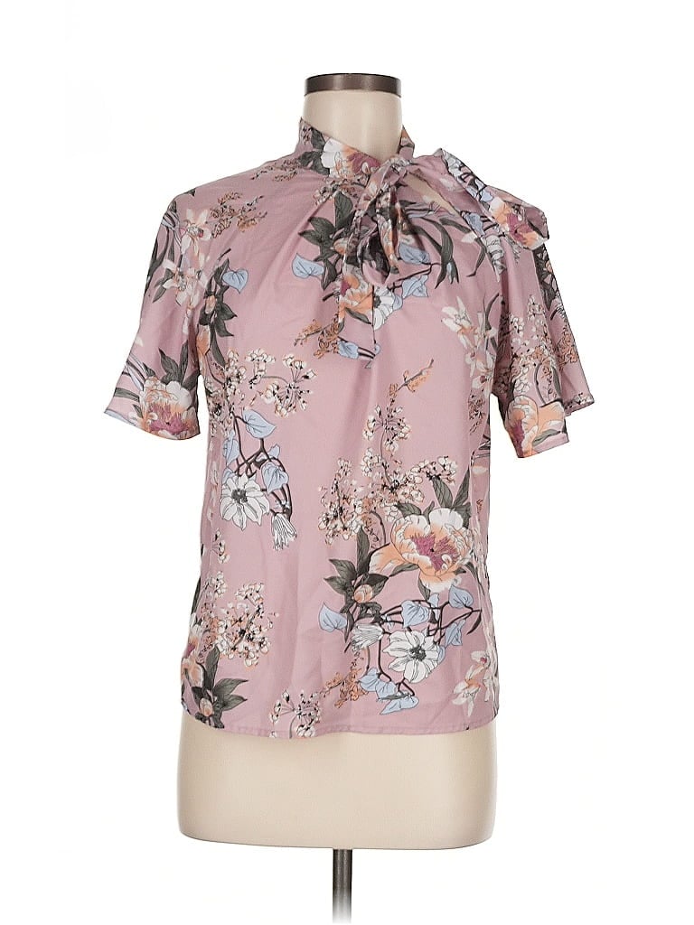 Pre-owned Unbranded Short Sleeve Blouse In Pink