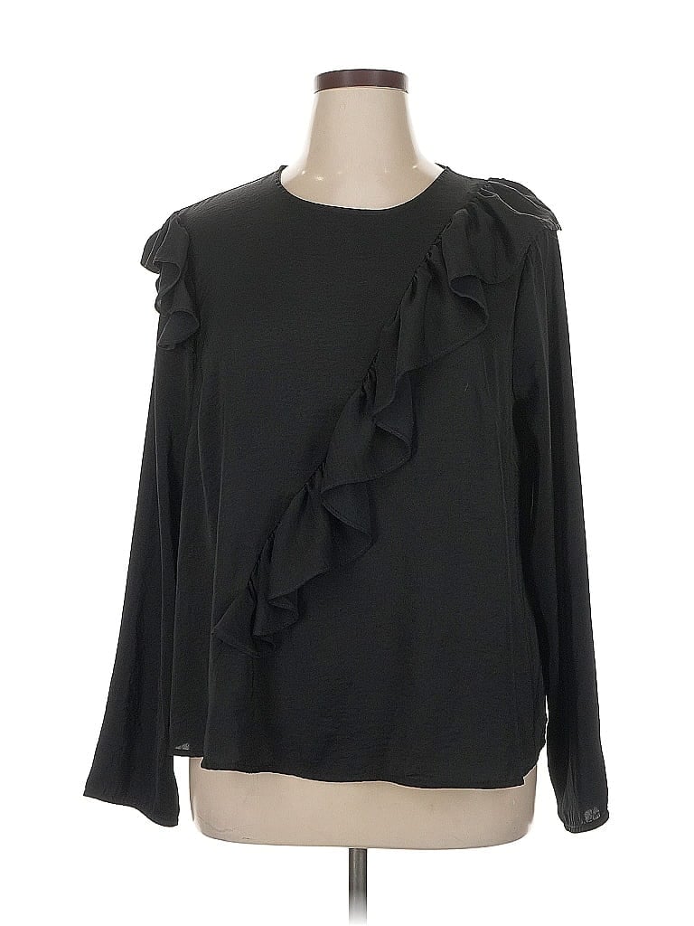 Pre-owned Lane Bryant Long Sleeve Blouse In Black