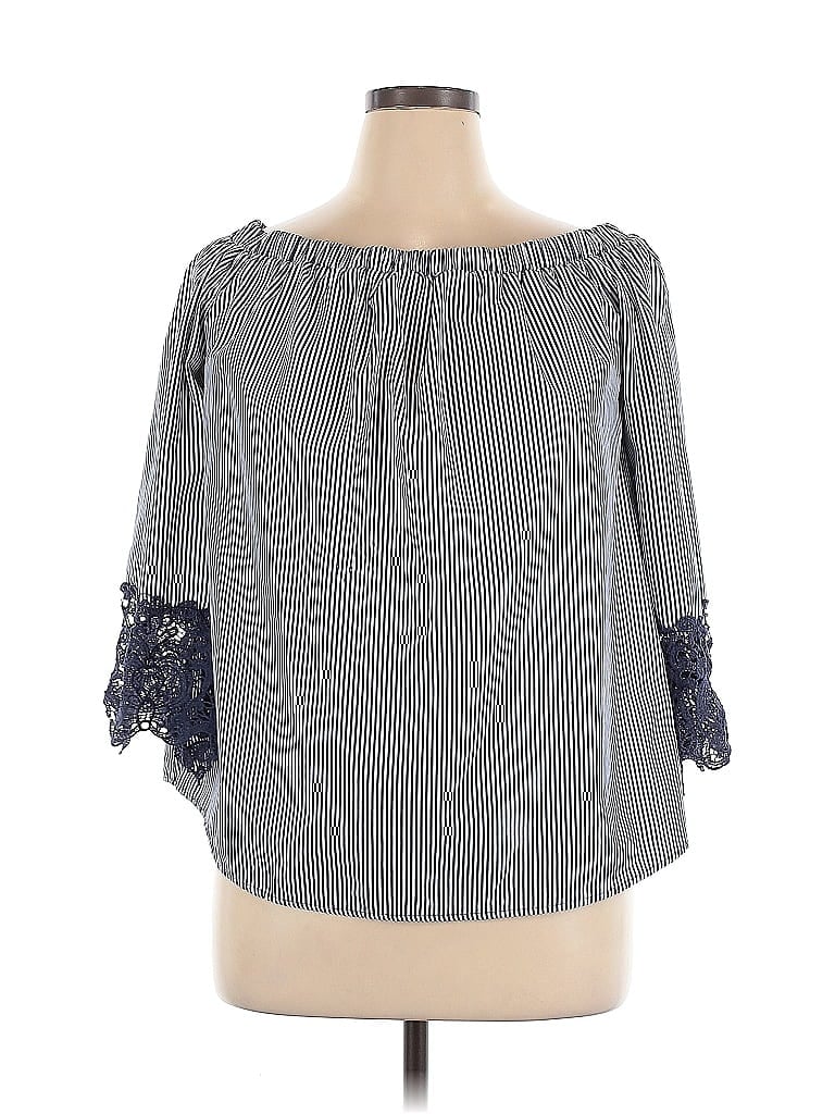 Pre-owned Unique Spectrum 3/4 Sleeve Blouse In Gray