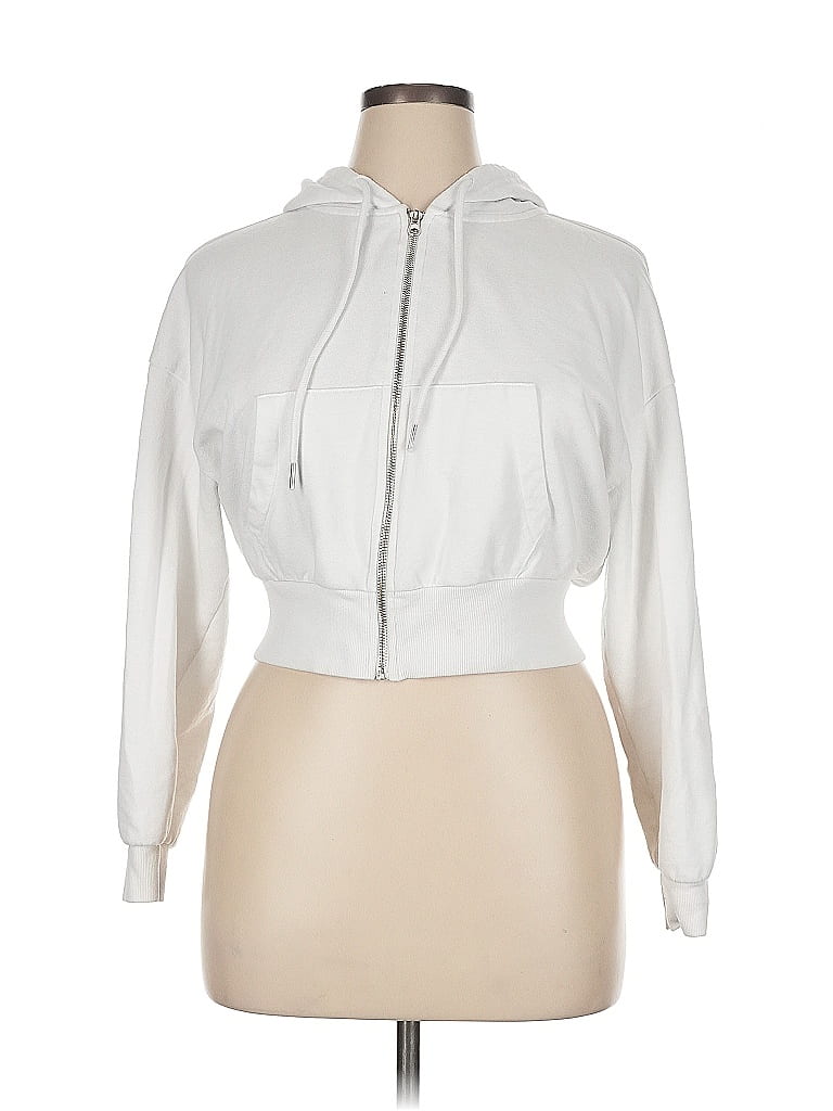 Pre-owned Assorted Brands Zip Up Hoodie In White