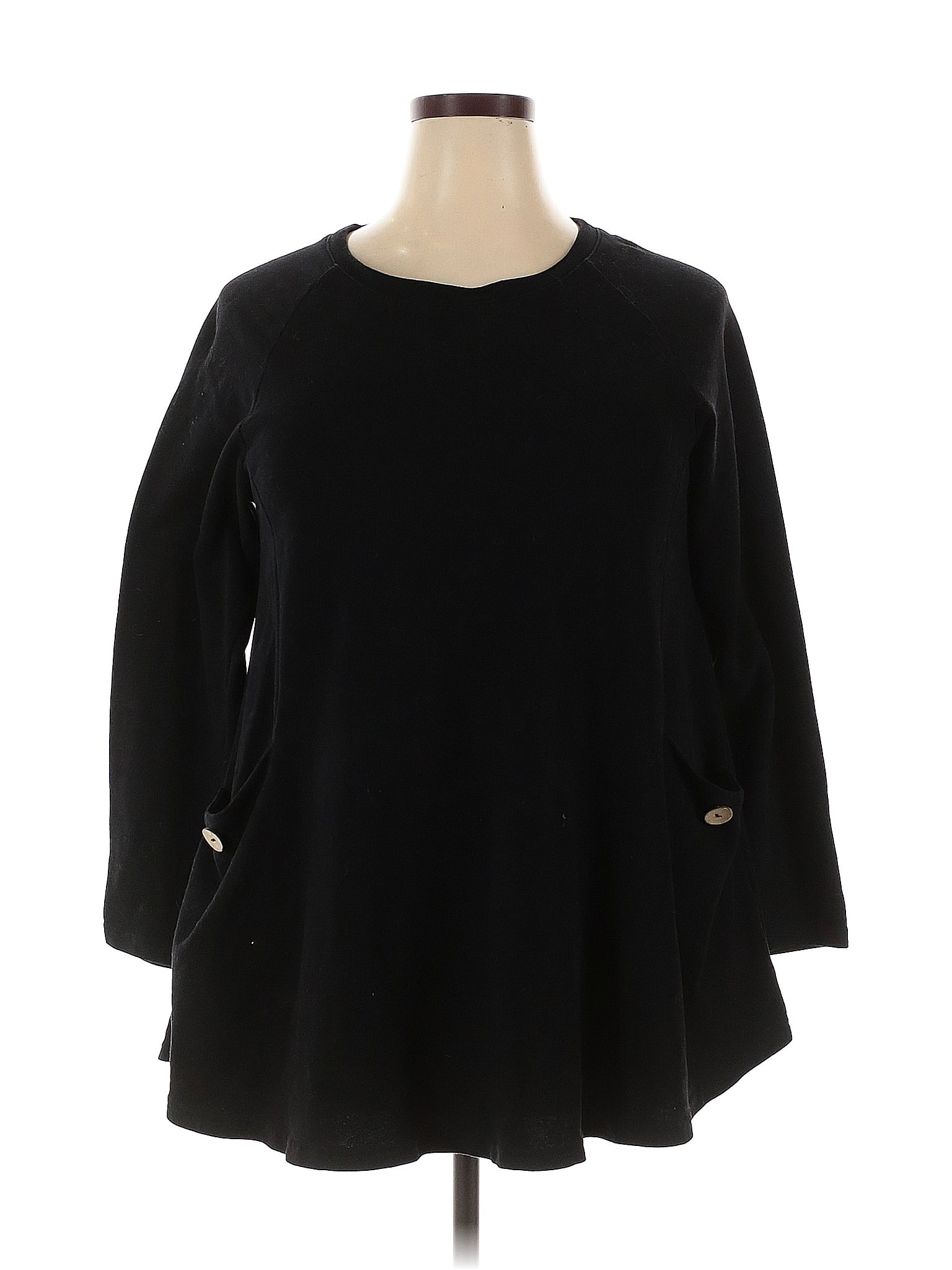 MONNURO Women's Plus Size 3/4 Sleeve Tunic Top - Loose Fit Swing T-Shirt For Casual Wear (Plaid Black, 5X)