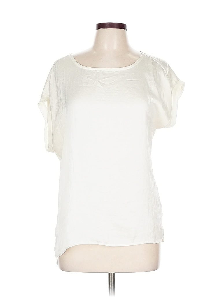 Pre-owned The Limited Short Sleeve Top Ivory Scoop Neck Tops In White