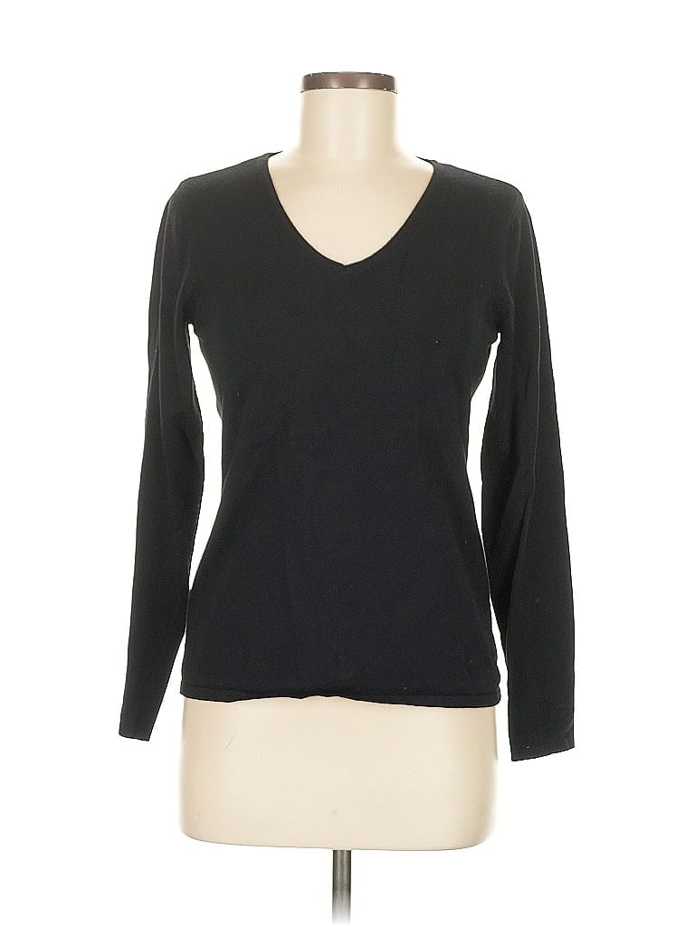 Click to view more detailed imagery on our partner's website Pre-owned T Tahari Long Sleeve Top Black V Neck Tops