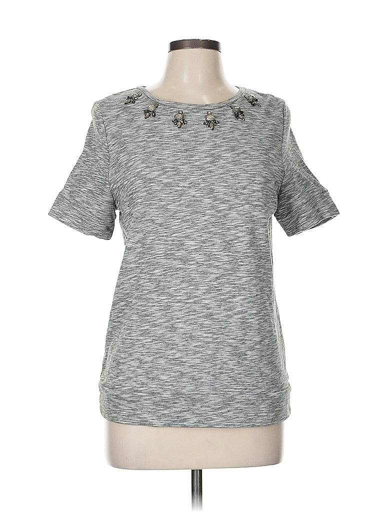 Ann Taylor LOFT 100% Cotton Tweed Gray Short Sleeve T-Shirt Size M - photo 1