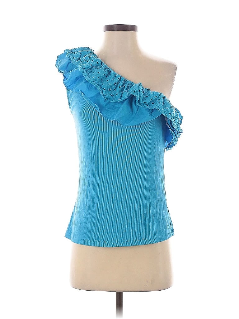 Pre-owned Boston Proper Short Sleeve Blouse In Blue