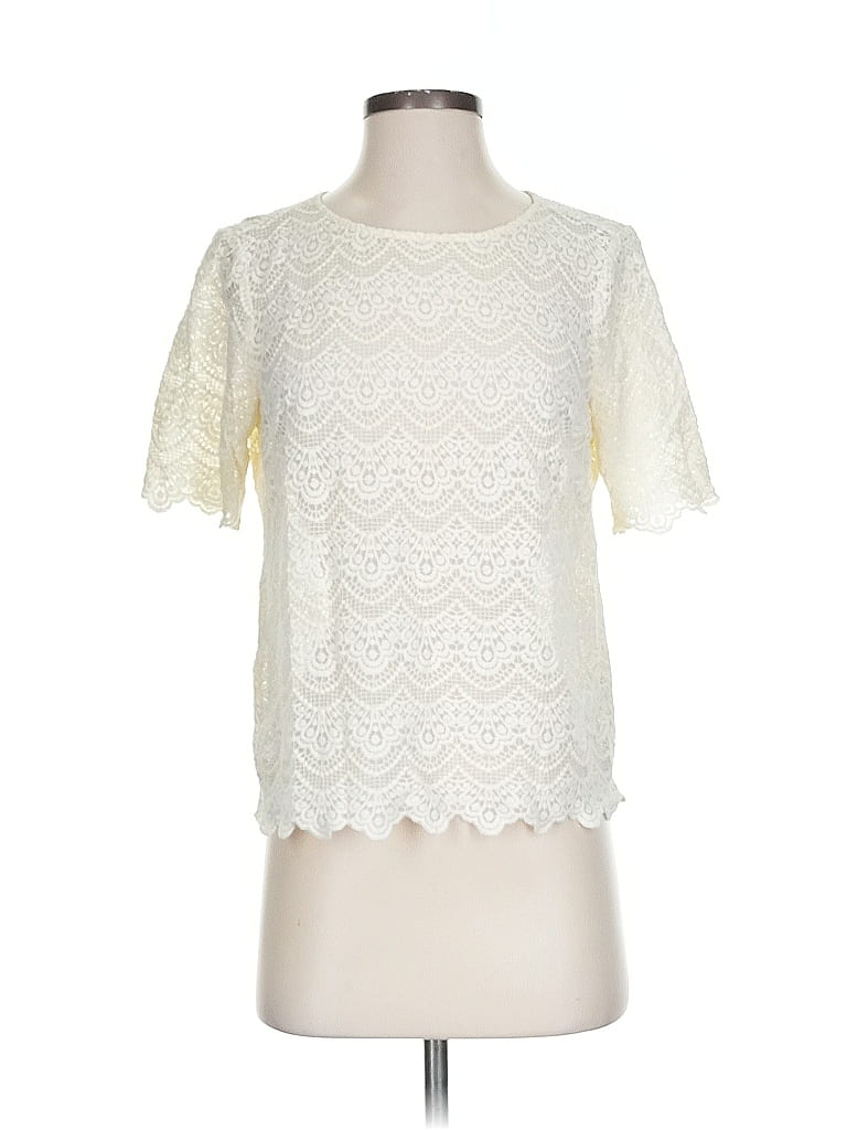 Pre-owned J.crew Factory Store Short Sleeve Blouse In White