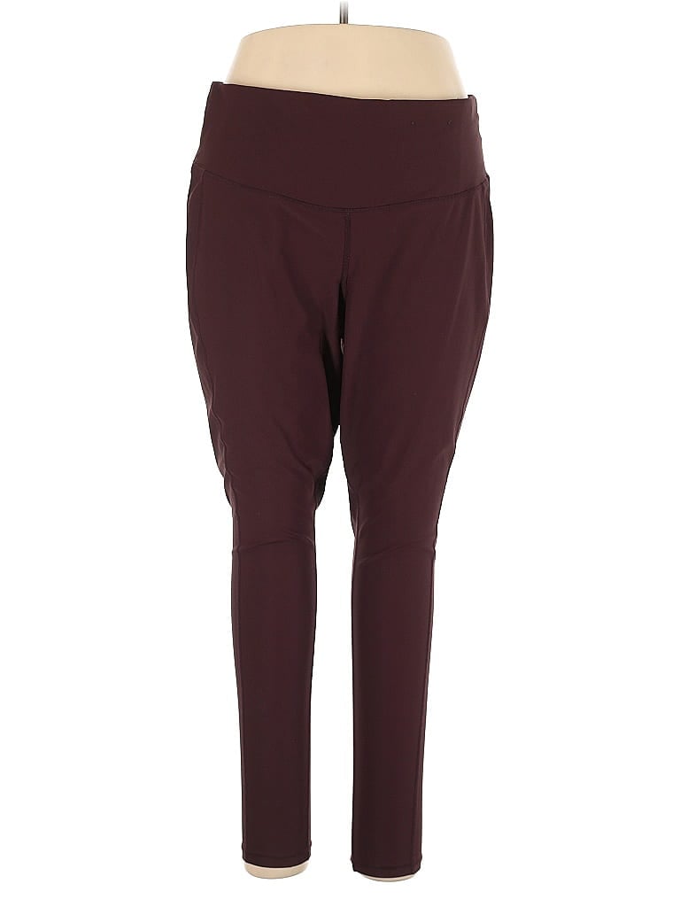 Pre-owned Xersion Active Pants In Burgundy