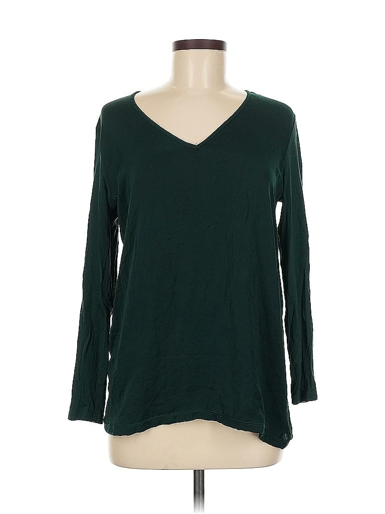 Pre-owned Zara W&b Collection Long Sleeve Top Green V Neck Tops