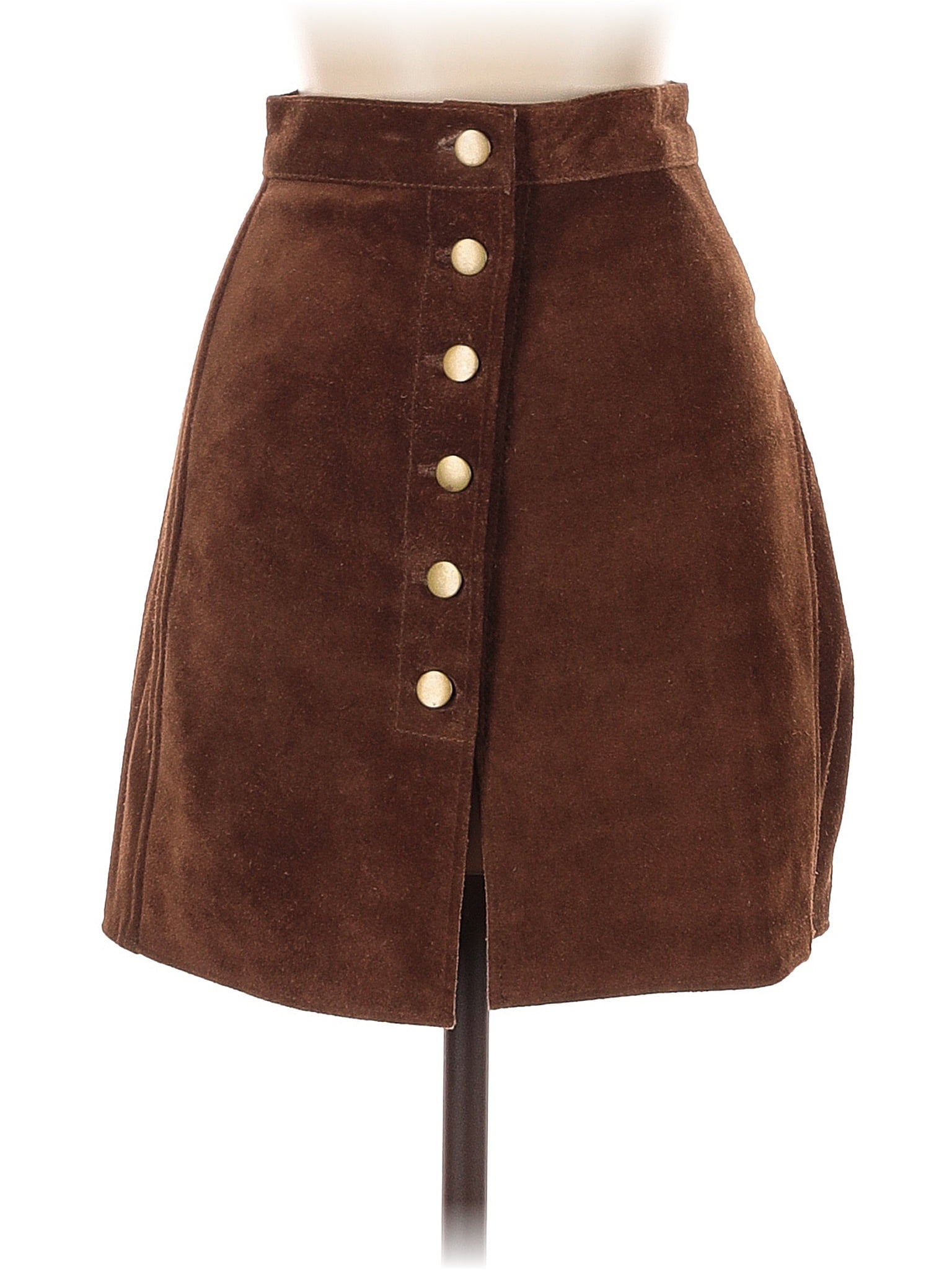 Understated Leather Brown Leather Skirt Size XS