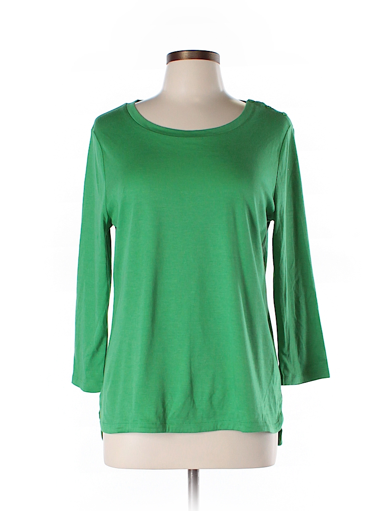 Talbots Solid Green 3/4 Sleeve T-Shirt Size L - 64% off | thredUP