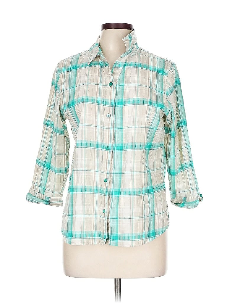 Pre-owned Alia 3/4 Sleeve Button Down Shirt In Blue