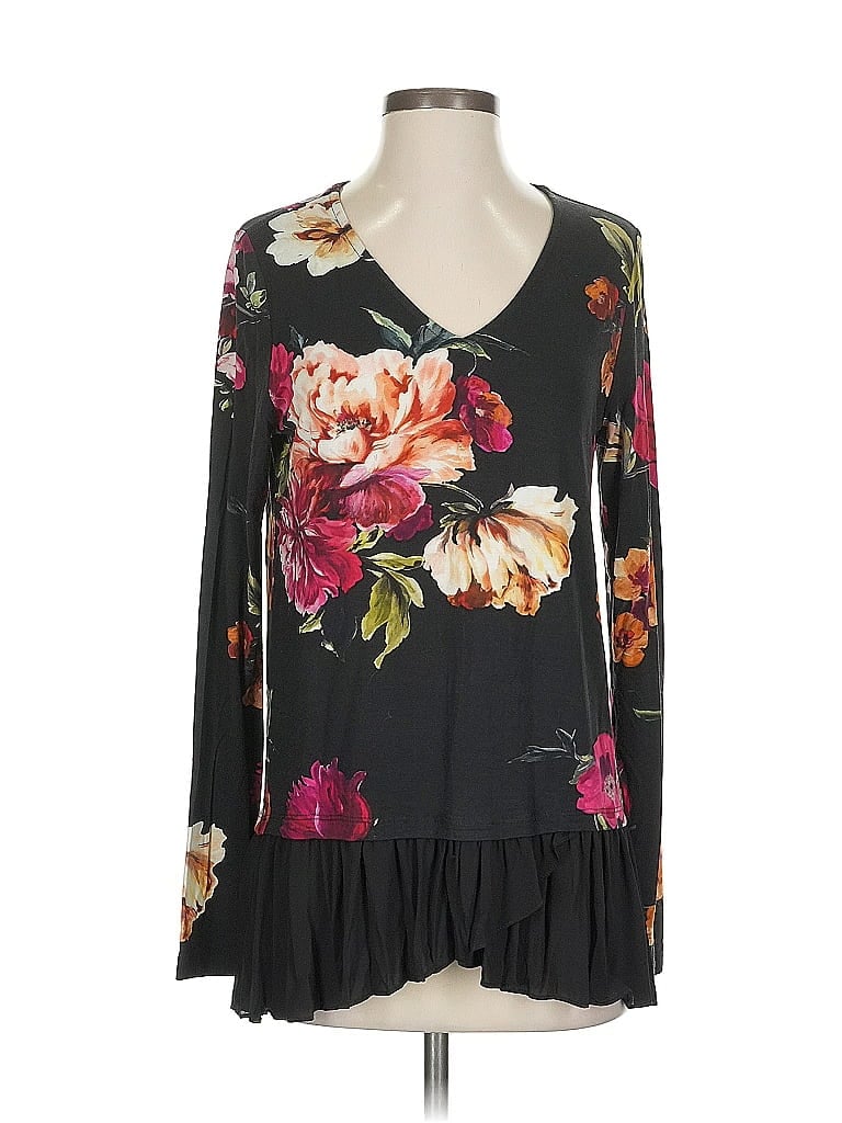 Pre-owned Karen Kane Long Sleeve Blouse In Black